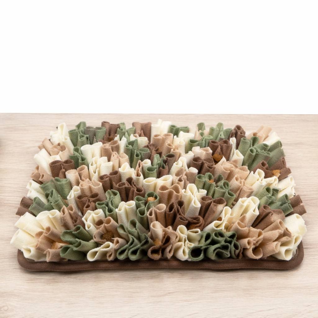 CalmPetly Snuffle Mat — premium foraging enrichment dog toy with multi-layer fleece strips, white background