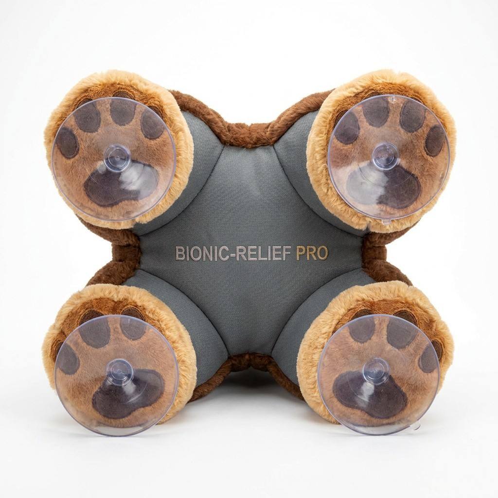 4 industrial suction cups on underside of Bionic-Relief Pro lock the base to any flat surface